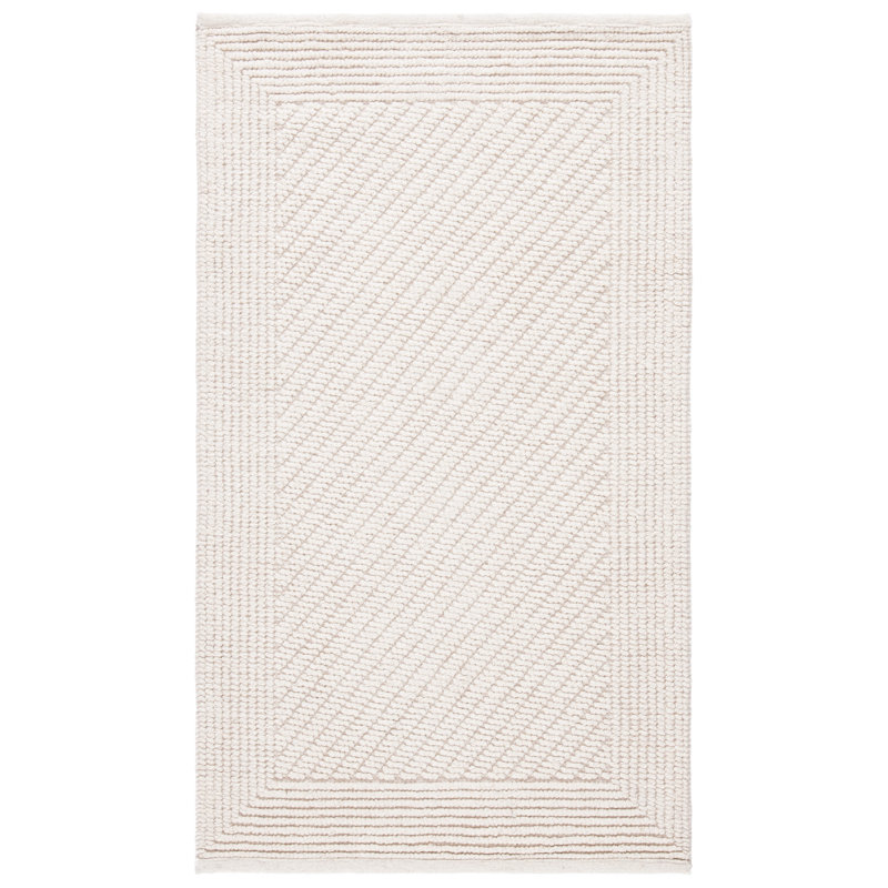 Natura Solid Color Area Rug In Ivory, Rectangle 122 x 183 cm