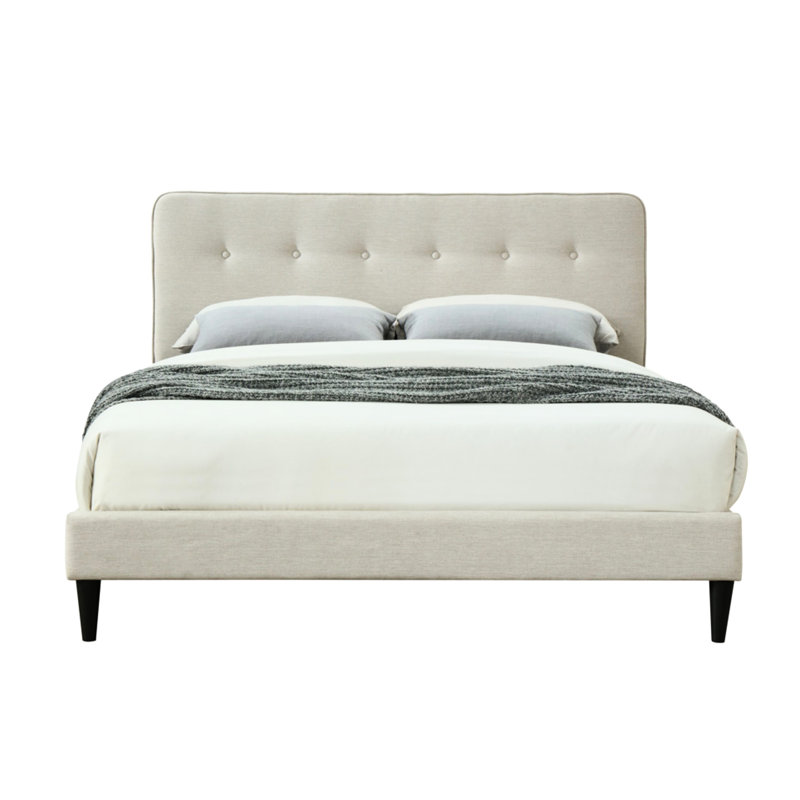 Très grand lit tapissier dans une boîte avec tête de lit capitonnée, l 83,88 po l 81,08 po l 41,44 po, tête de lit en tissu, P, l, H, 78 lb
