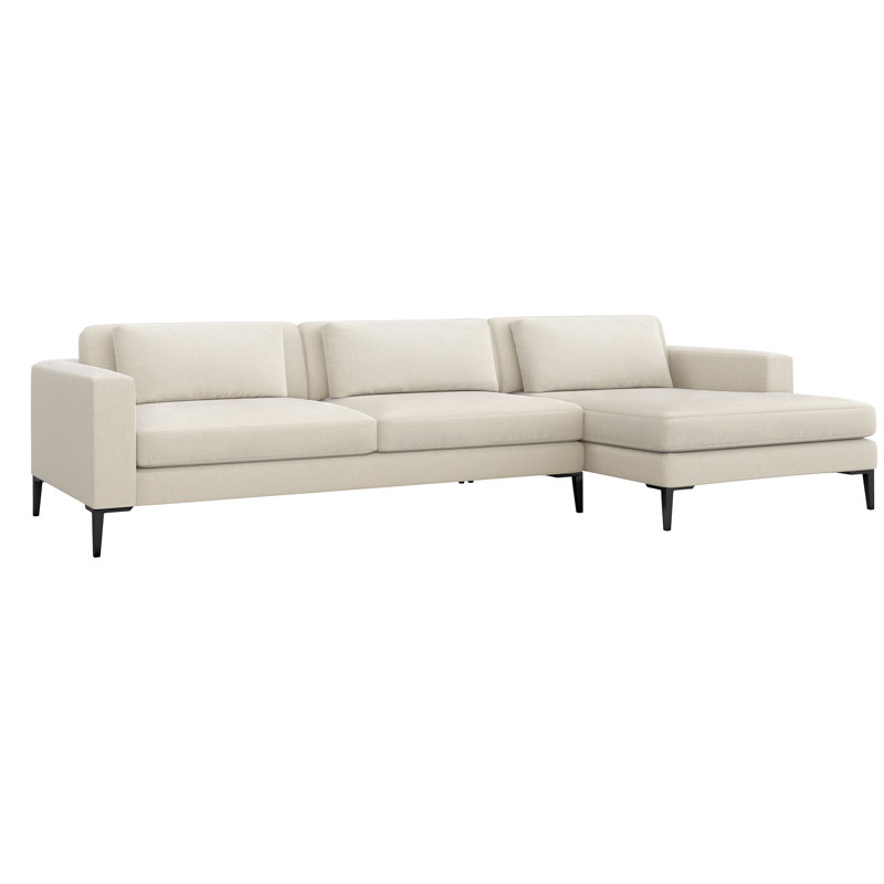 Izzy Upholstered Sectional, Pearl 100% Polyester, Right Hand Facing, Black