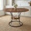 Table de salle à manger ronde extensible en bois, de style moderne du milieu du siècle, avec rangement-1967356304