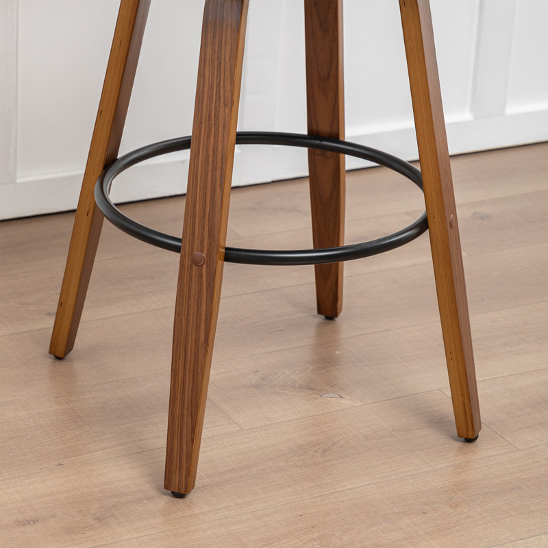 Swivel Upholstered and Faux Leather Bar Stool, Black, Bar Stool (76.2cm Seat Height)
