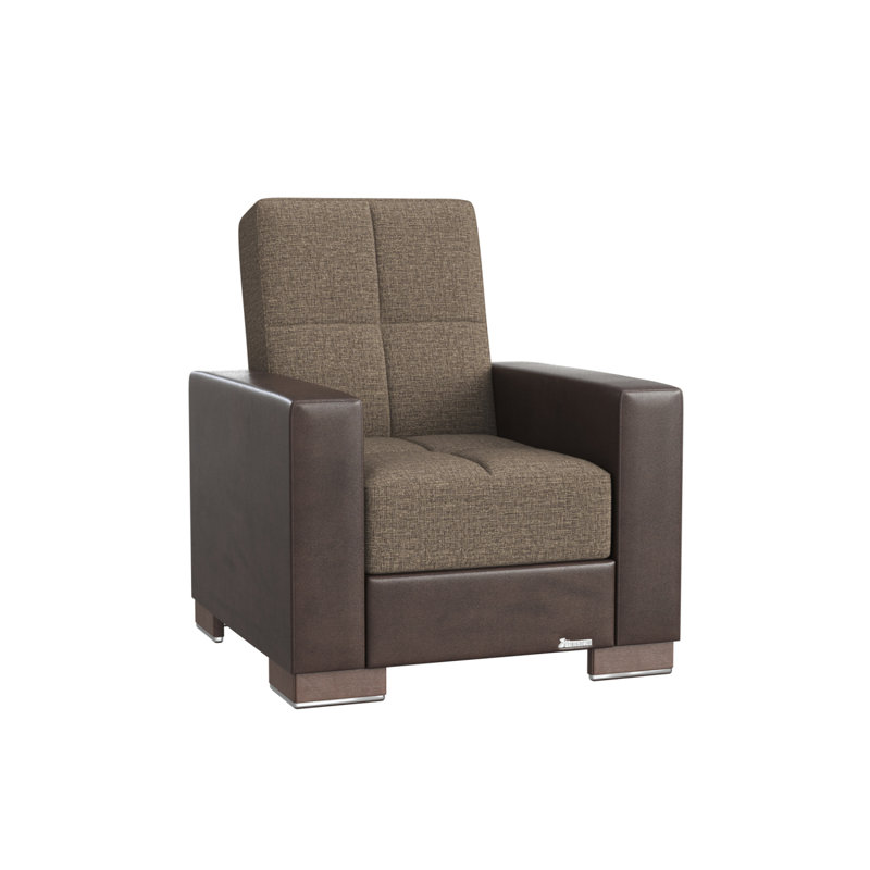 Fauteuil convertible en polyester rembourré Primenest Nimbusflow, Chenille brune