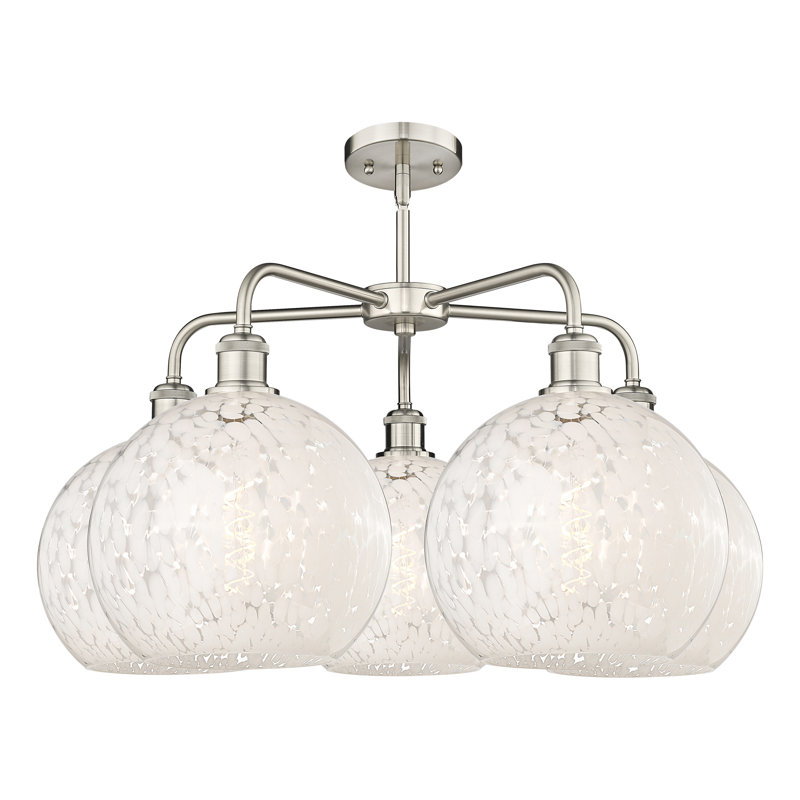 Bellagrace 5 - Light Dimmable Globe Chandelier, 17.25" H x 28" W x 28" D, Satin Nickel