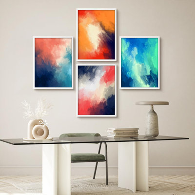 «Color Burst Modern Abstract Vibrant Tones Modern Artwork Minimalist Wall Art Decor» 4 pièces