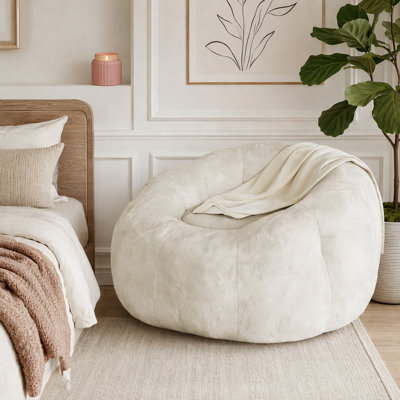 Fauteuil à billes rond à motif floral, fauteuil de détente en peluche à compression