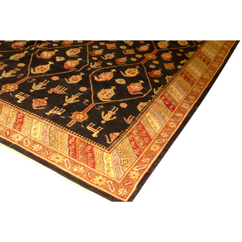 Tapis brun et doré de haute qualité noué à la main
