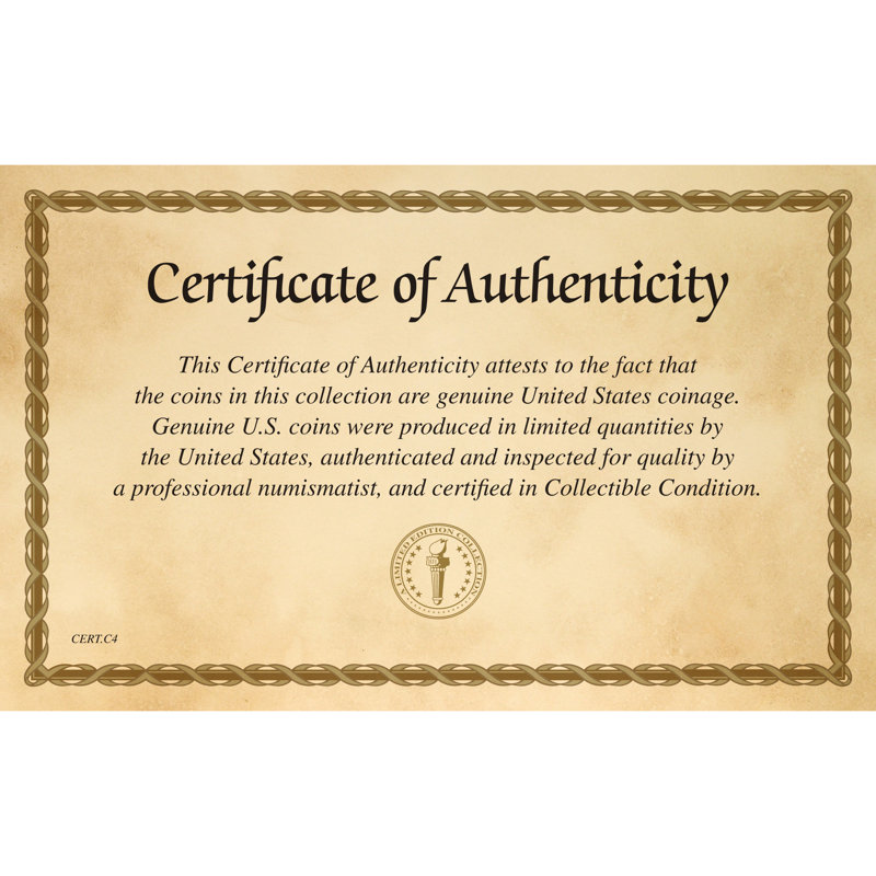 American Bicentennial Coin Set with Declaration of Independence in Black Frame