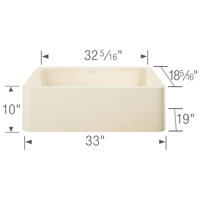 Évier de ferme à tablier frontal avec crépine Ikon L 33 po x l 19 po, Biscuit