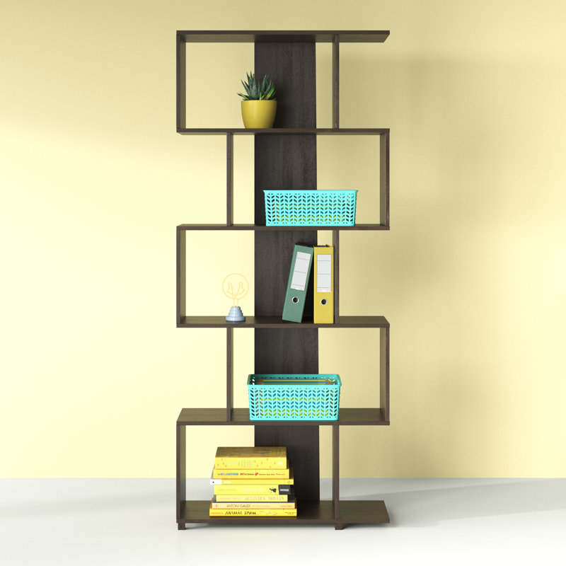 Angelica Geometric Bookcase, Nut Brown