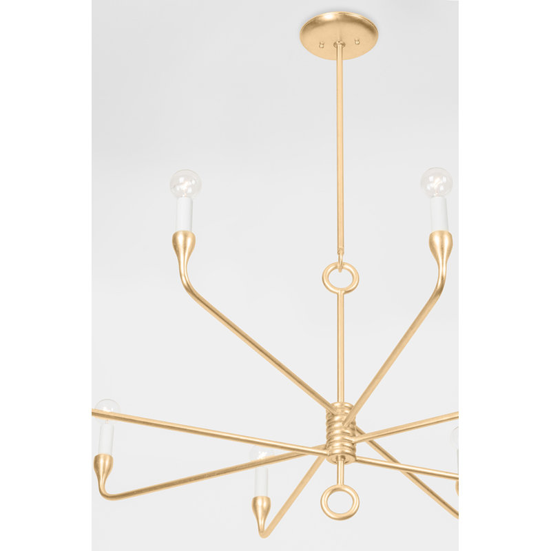 8 - Light Chandelier, Vintage Gold Leaf