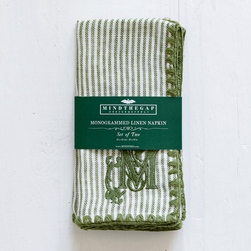TWILL STRIPE GREEN Table runner