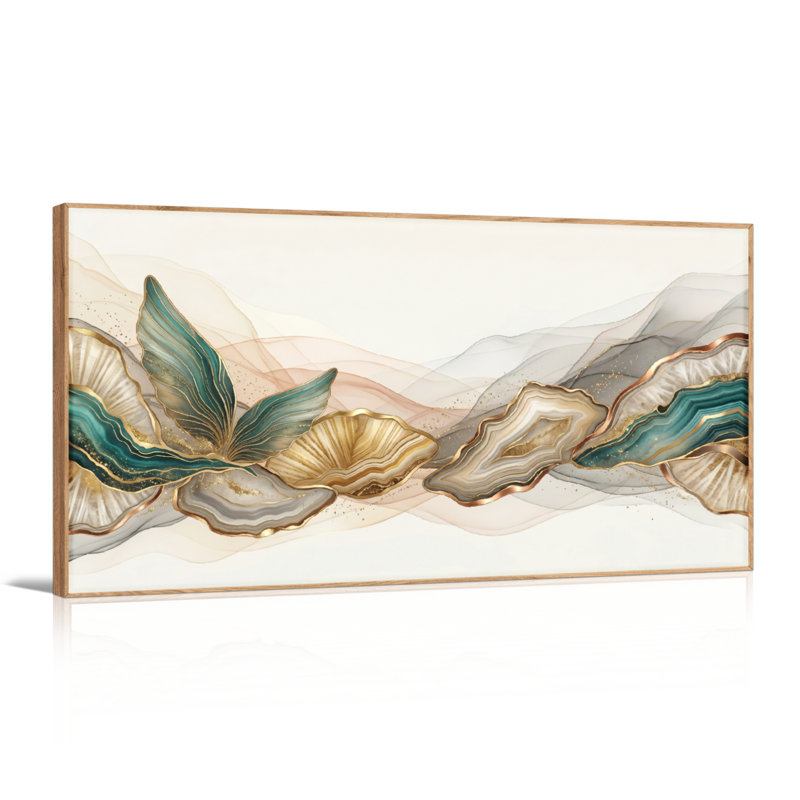 Ensemble de 1 tableau mural floral en agate, 48“W x 24”H, Natural
