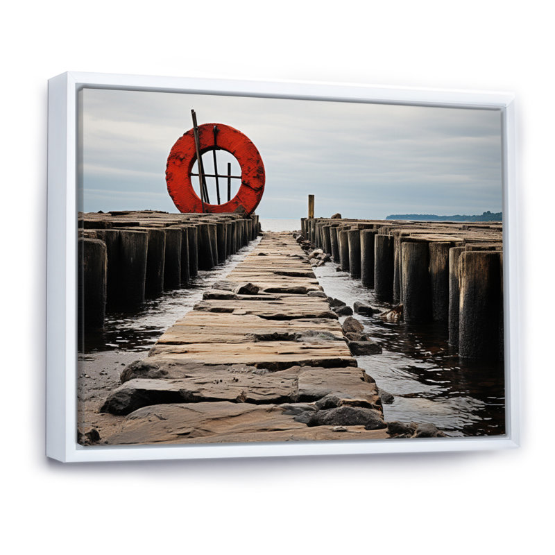 Quai monochrome I - impression, H 34 po x l 44 po x P 1,5 po, Cadre flottant blanc