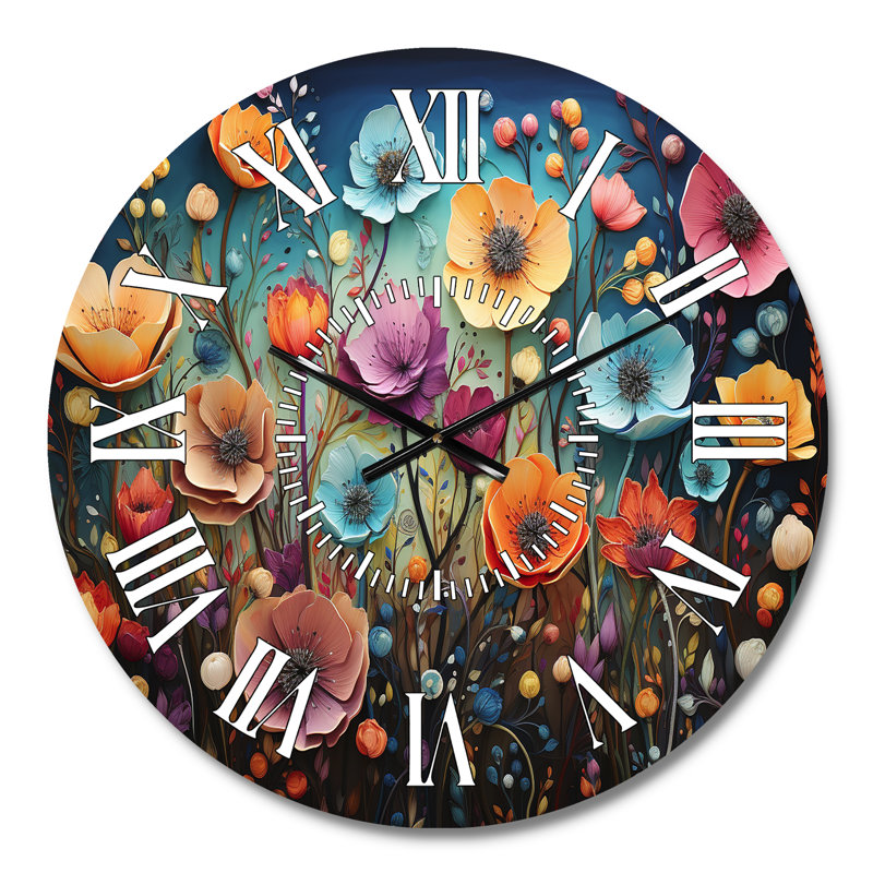Horloge murale florale fantaisiste, Médium