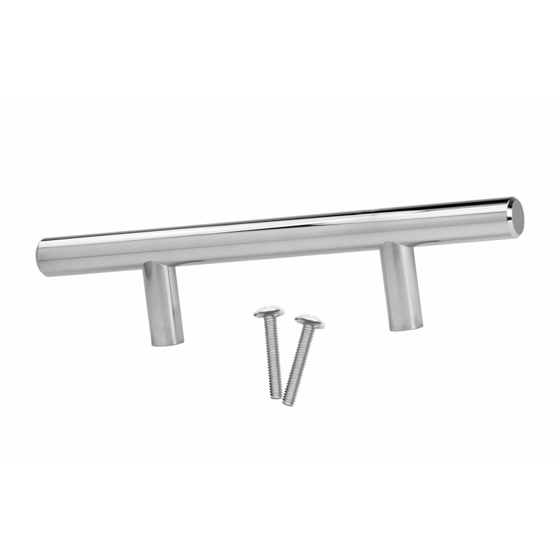 Solid Chrome Finish Metal Bar Pull Handle, 3" Center-to-Center