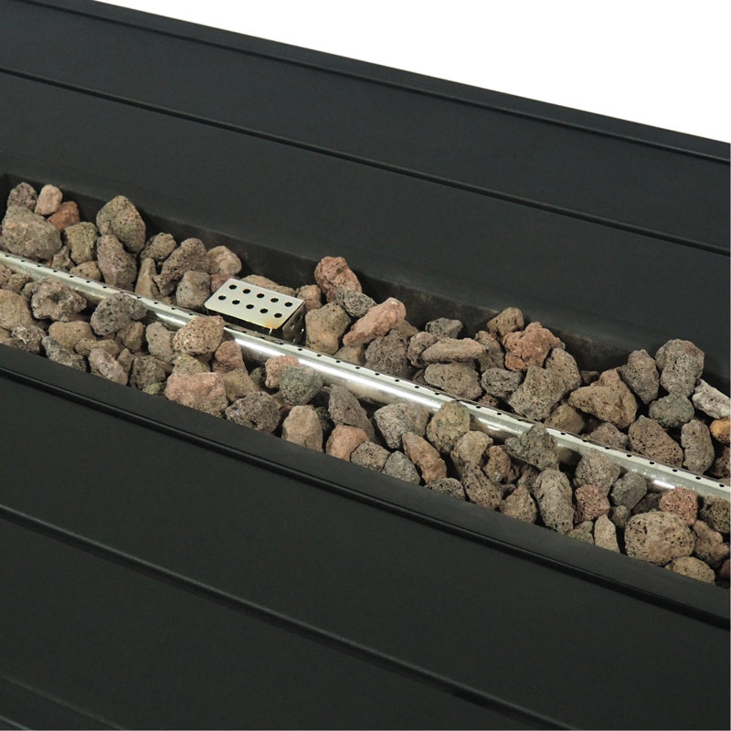 30,000btu Rectangular Iron Fire Pit With Secluded Tank Space - 45.00”w X 42.00”d 24.6”h, Black, Simple Assembly Task Featuring Inner Cover Needed