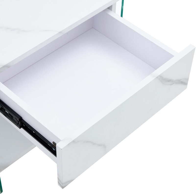 Bedside Table With Drawers, White