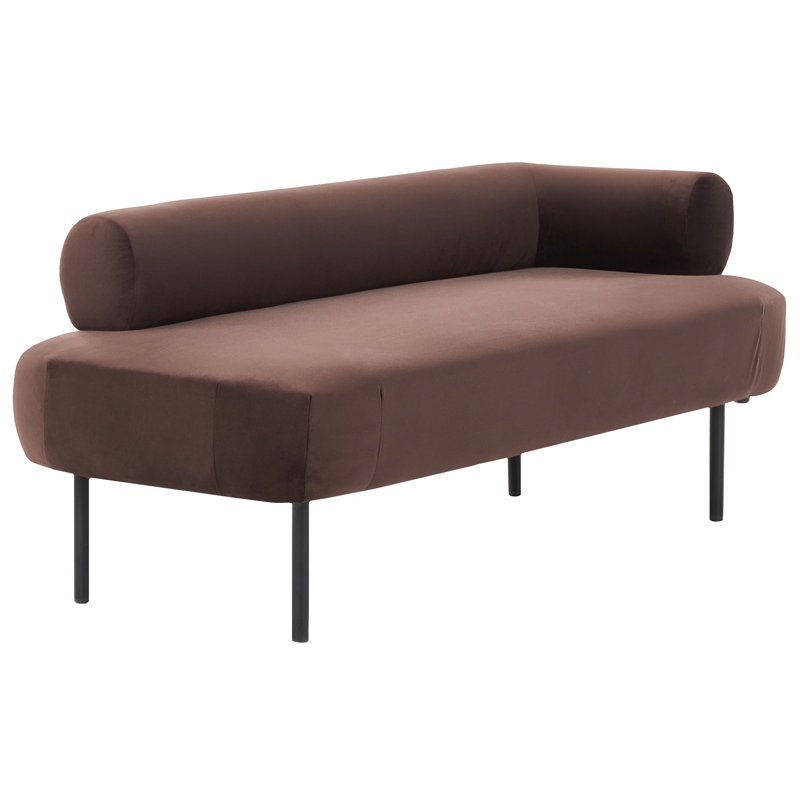 Deletha Upholstered Chaise Lounge, Right Hand Facing, Velvet, Dark Brown