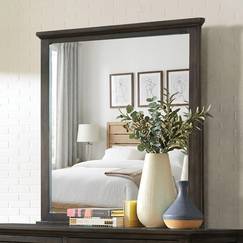 Zenobia Walnut 40 In W X 40 In. H Transitional Square Solid Wood Framed Mirror