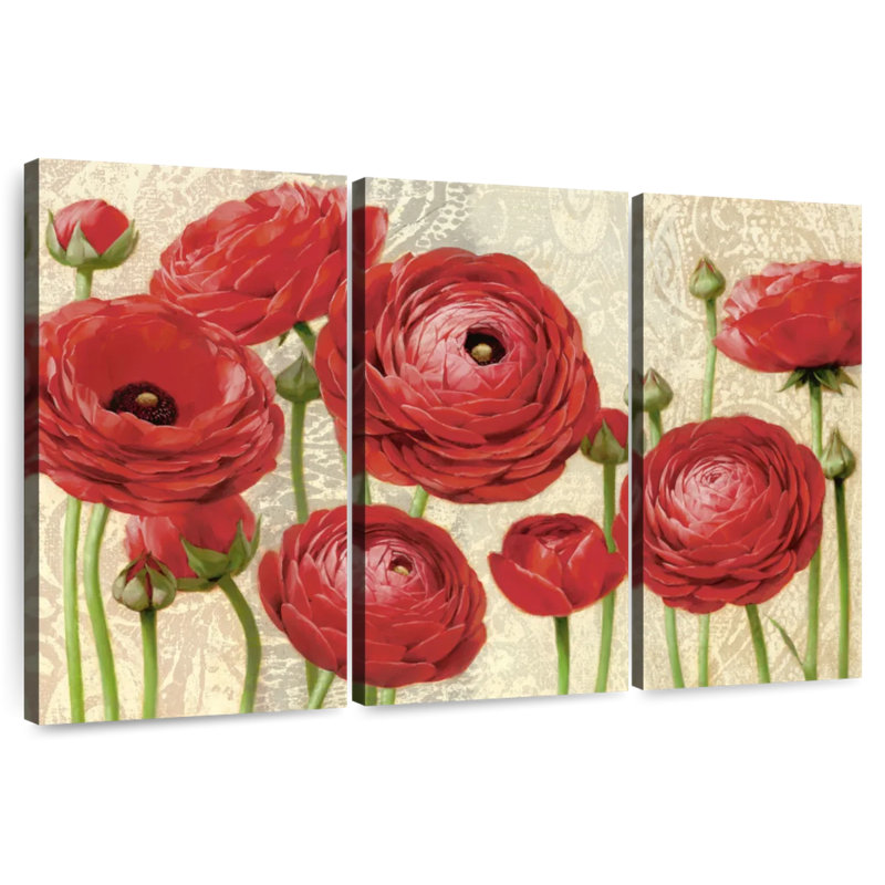 Harnek Red Serenity And Lace I, 42" H x 65" W