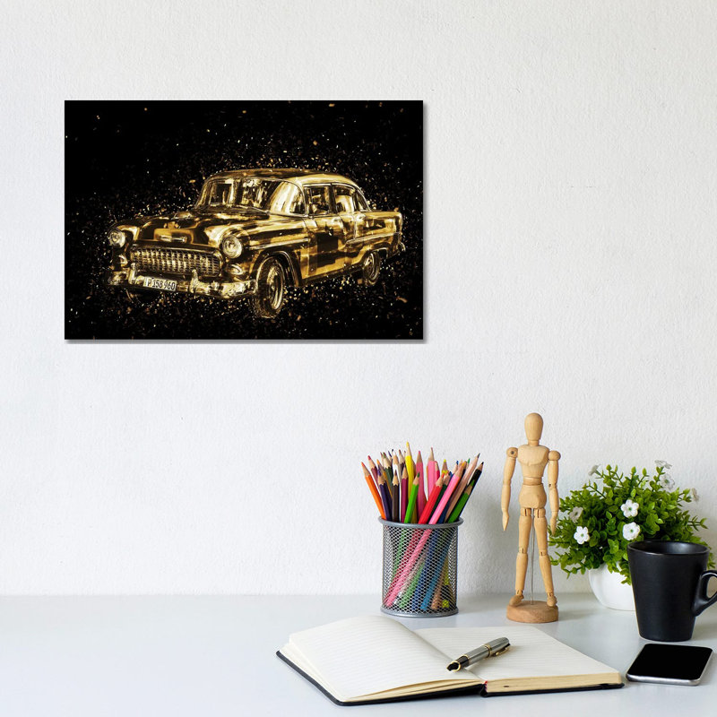 Golden - Classic Car by Philippe Hugonnard - Wrapped Canvas Print, 20.32 cm H x 30.48 cm W