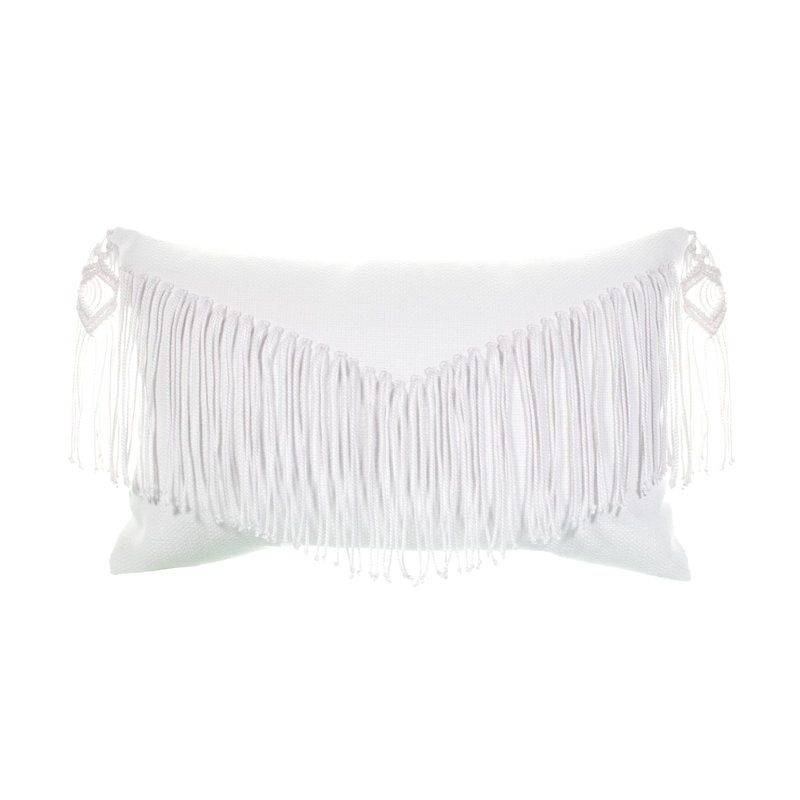 Mane Blanc Lumbar Outdoor Rectangular Sunbrella® Pillow Cover & Insert, Blanc