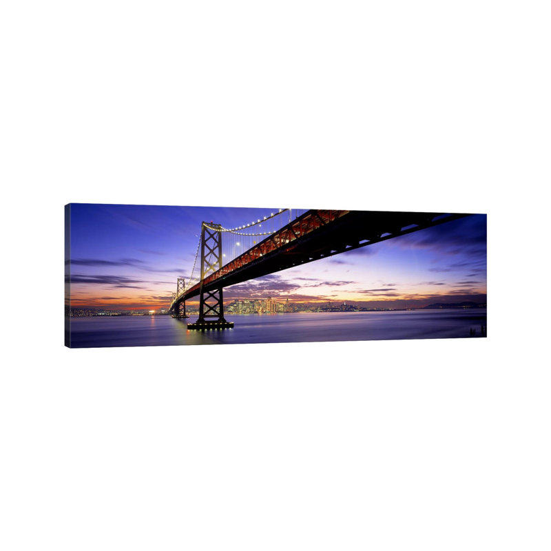 Twilight, Bay Bridge, San Francisco, California, USA by Panoramic Images - Wrapped Canvas Panoramic Print