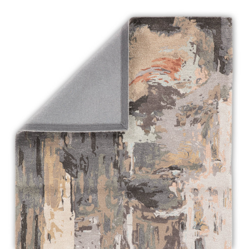 Tapis touffeté à la main à motif nougat / fer forgé gris Douwe, Rond 6 pi