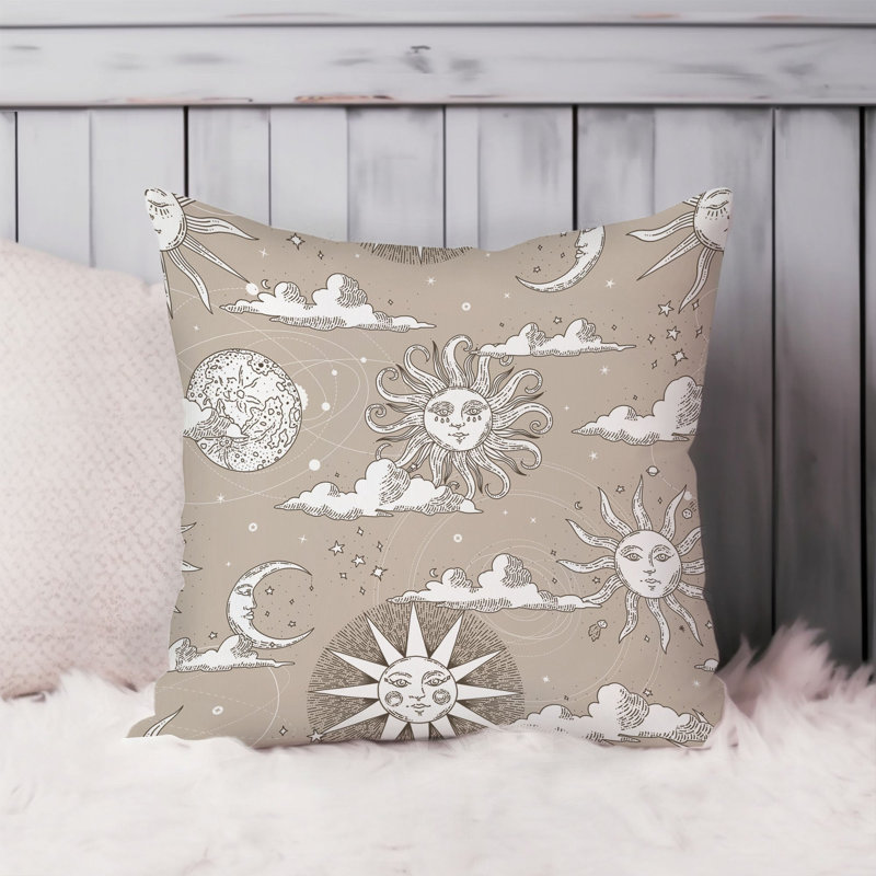 Astronomie et astrologie de l'espace Soleil Beige Gris Moderne, H 20 po x l 20 po