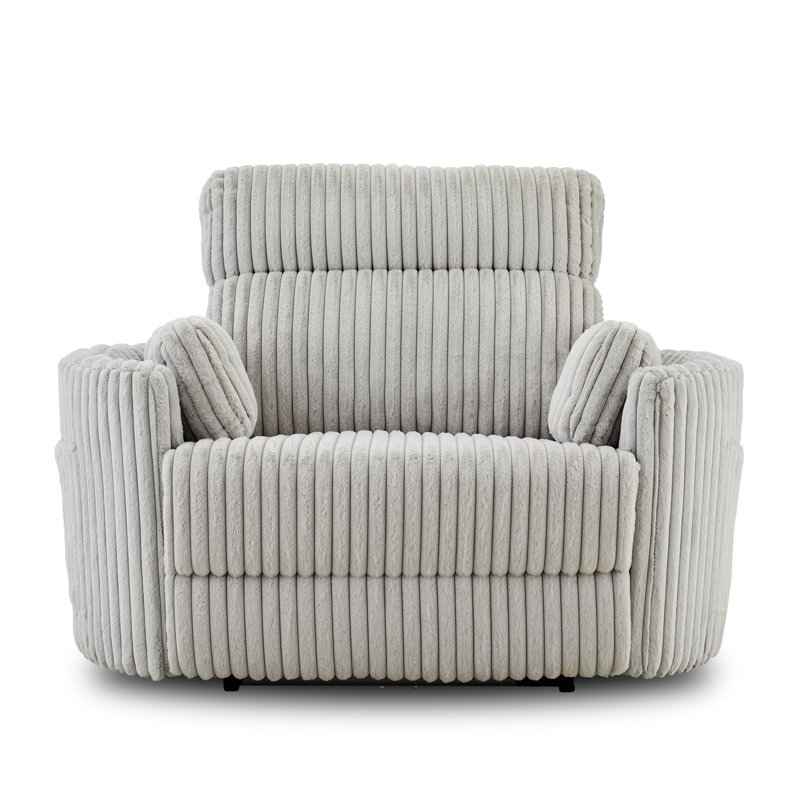 Modern 54.4" Wide Recliner Chair with Plush Faux Rabbit Fur, USB Charging Port & Adjustable Backrest – Easy Assembly, Gray