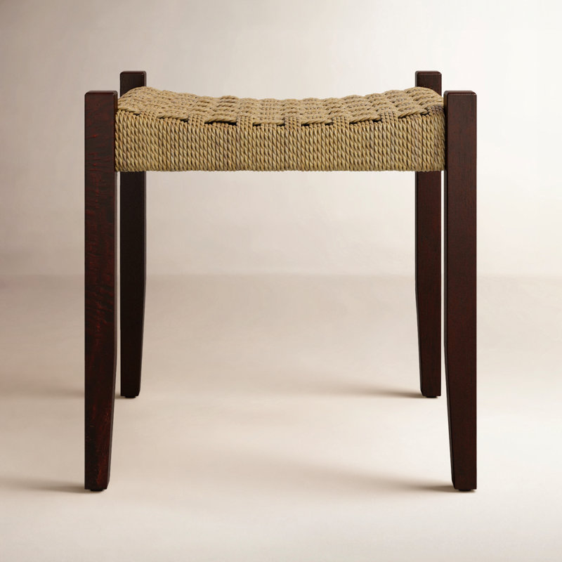 Garner Woven Jute Accent Stool, Medium Brown