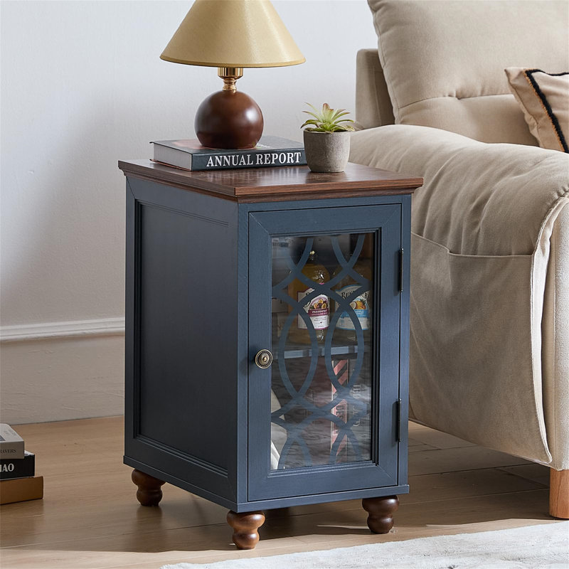 Narrow Side Table Night Stand With Adjustable Shelf Storage Cabinet Organizer, Bedside End Tables Nightstands For Small Spaces Living Room