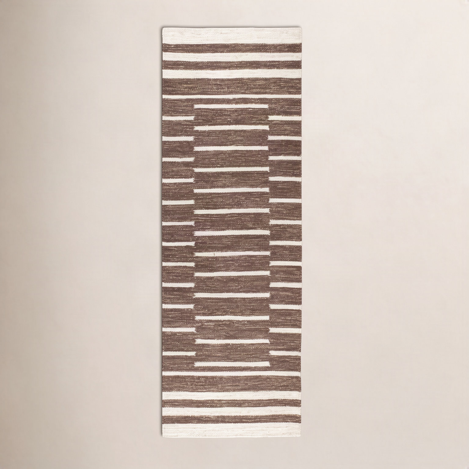 Heights Natural Hand-Woven Geometric Wool Rug, Runner 2'6" x 8'