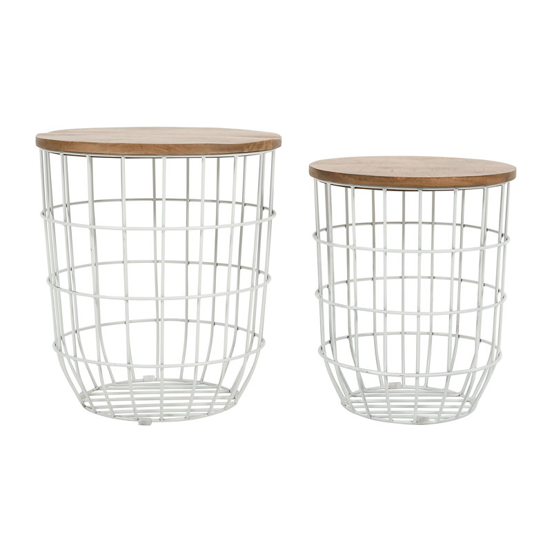 Deaundre Solid Wood Top Nesting Tables, White