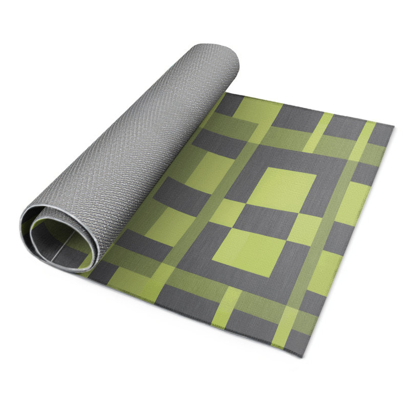 Tapis d'intérieur et d'extérieur à carreaux gris, Rectangulaire 3 pi x 5 pi