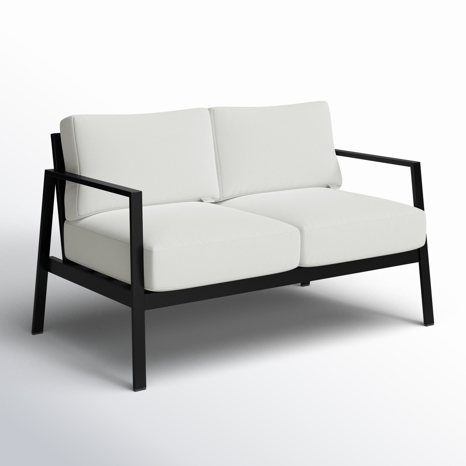 Armando 51" Sunbrella® Patio Loveseat, White Sunbrella®, Black