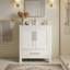 Ensemble de meuble-lavabo 30 po avec comptoir en granite, armoire en bois massif avec lavabo simple blanc