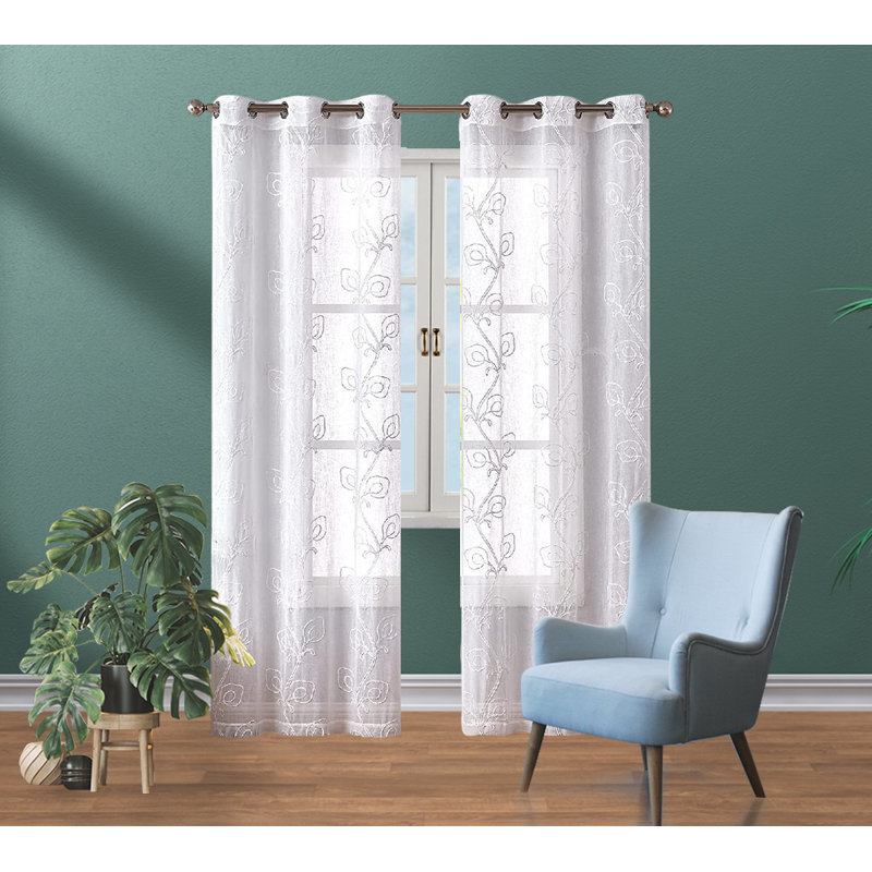 Boho Embroidered Window, White, 76" W x 96" L
