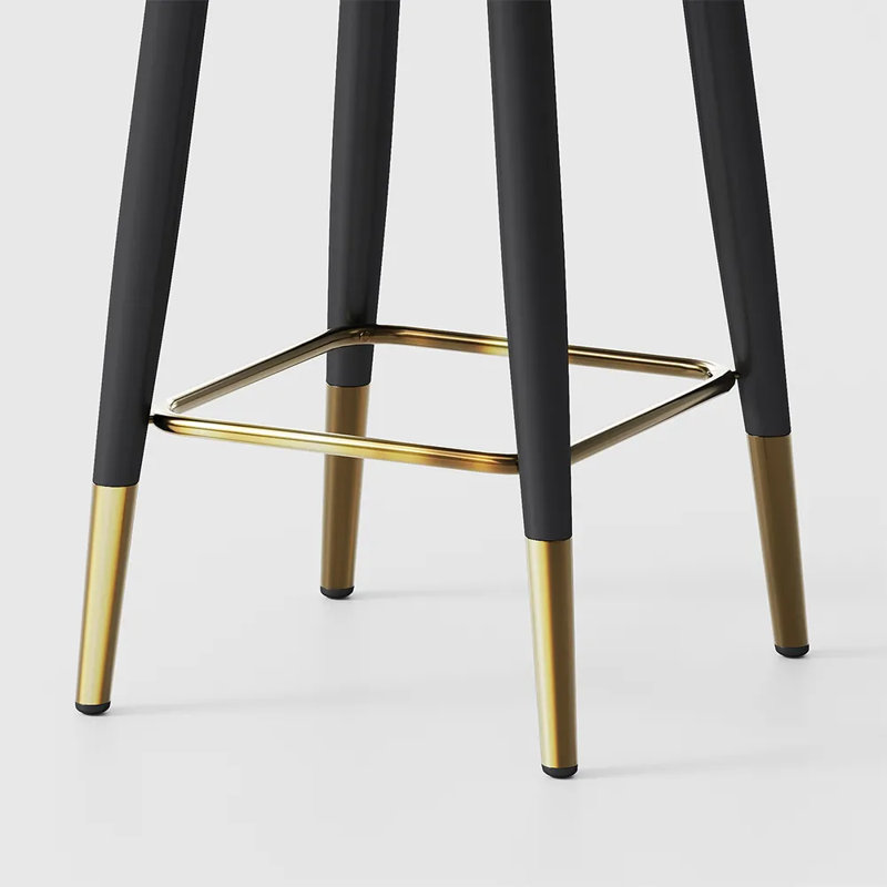 Vera - Ensemble de 2 tabourets de bar modernes en cuir, Beige/Orange