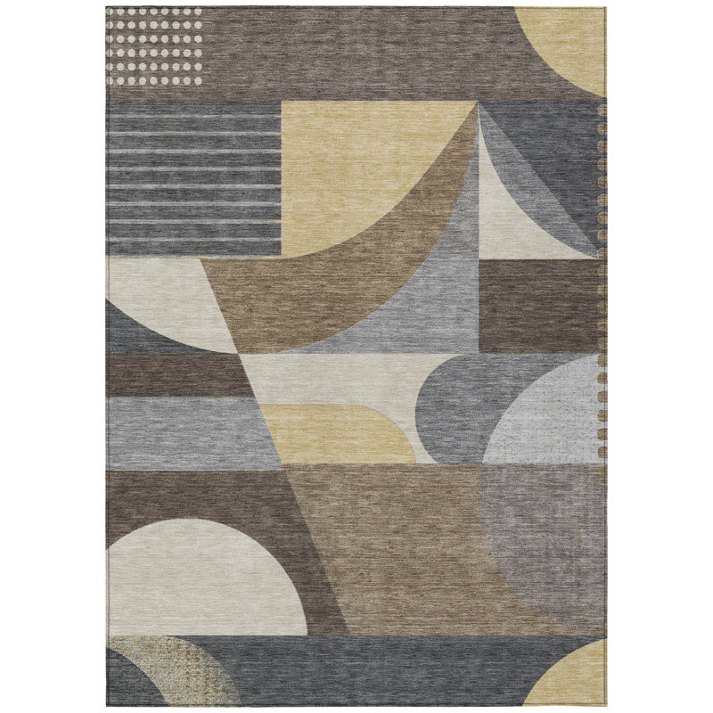 Tapis intérieur / extérieur brun lavable à la machine 3 pi x 5 pi ACN1667, Rectangle 9 pi x 12 pi