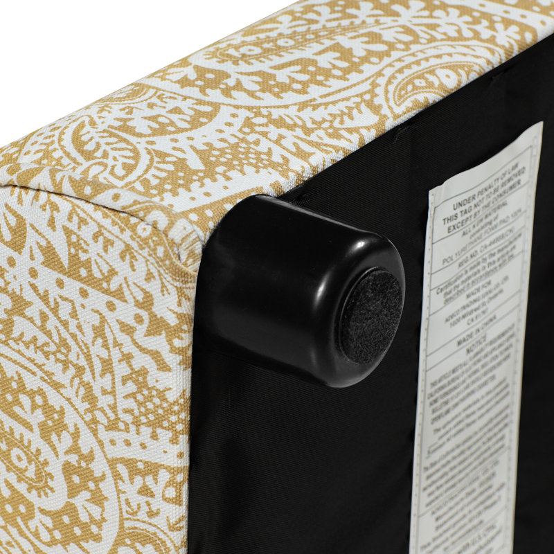 Upholstered Linen Footstool, Gold Paisley