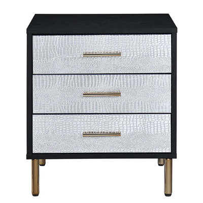3-Drawer Nightstand With Metal Leg