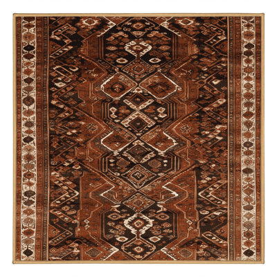 Machine Washable Turkish Brown Area Rug