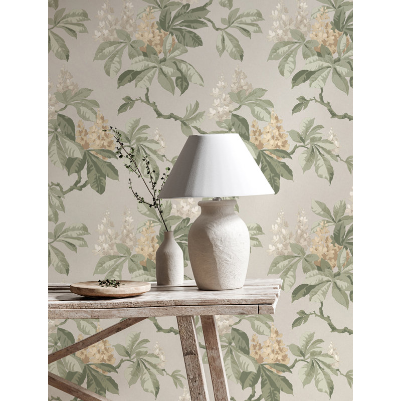 Papier peint floral châtaignier, Gris