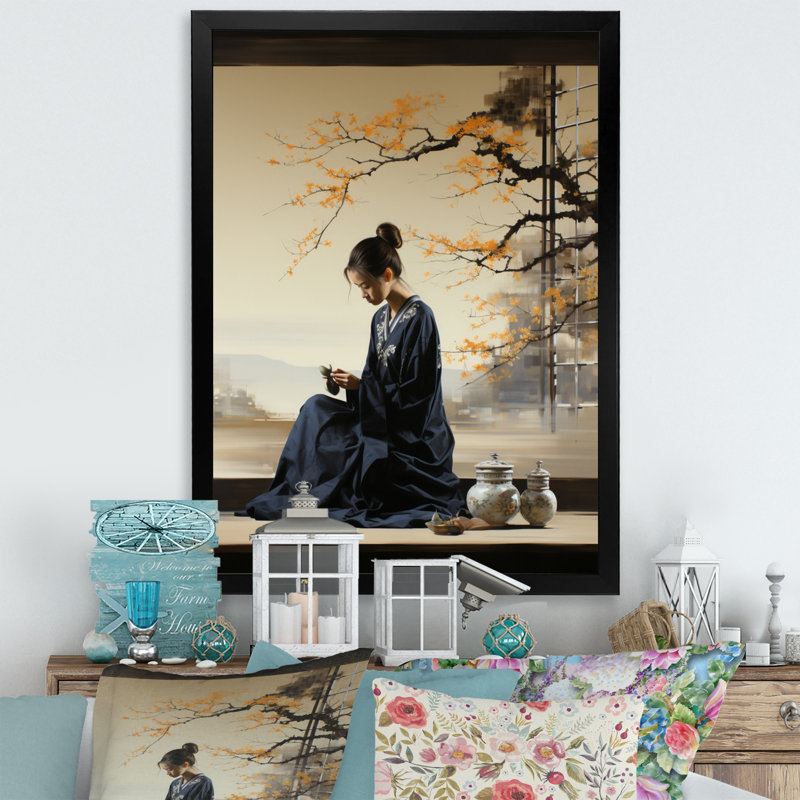 Porush Japon Art Tea Cerémonie IV - impression, H 32 po x l 24 po x P 1 po, Cadre photo noir