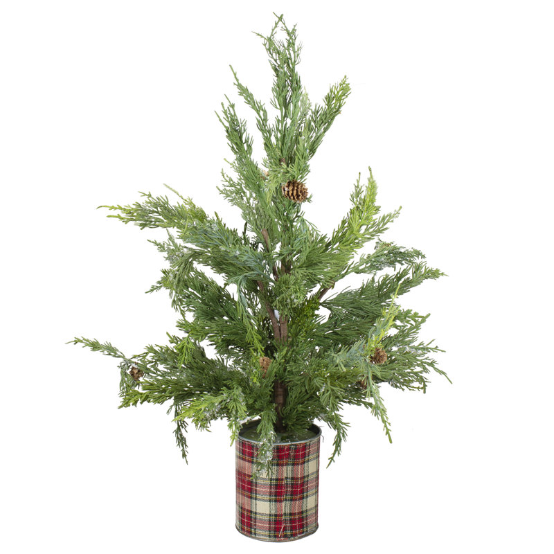 Arbre de Noël artificiel cèdre glacé 24 po en pot écossais - non éclairé