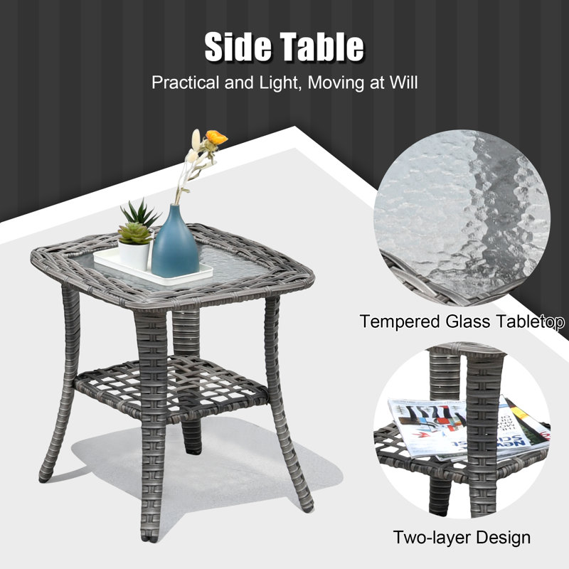 Paleosofos Wicker 6 - Person Patio Conversation Sets with Cushions, Orange