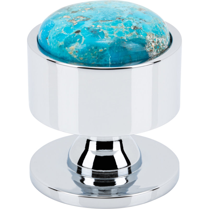 Firesky Diameter Knob, Mohave Turquoise, Polished Chrome, 1 3/8"
