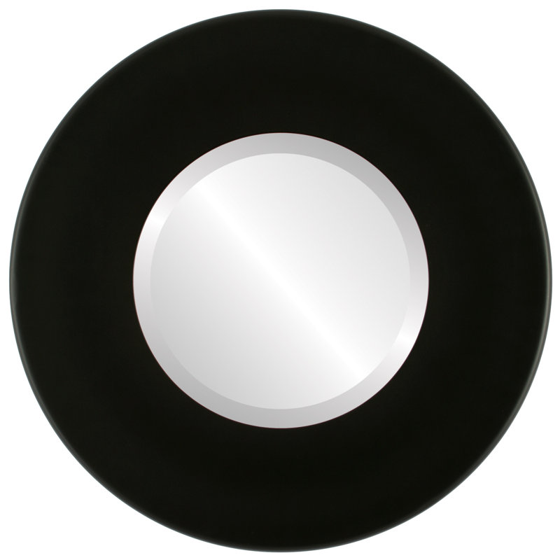 Miroir décoratif rond encadré Mahika, H 25 po x l 25 po, Noir mat