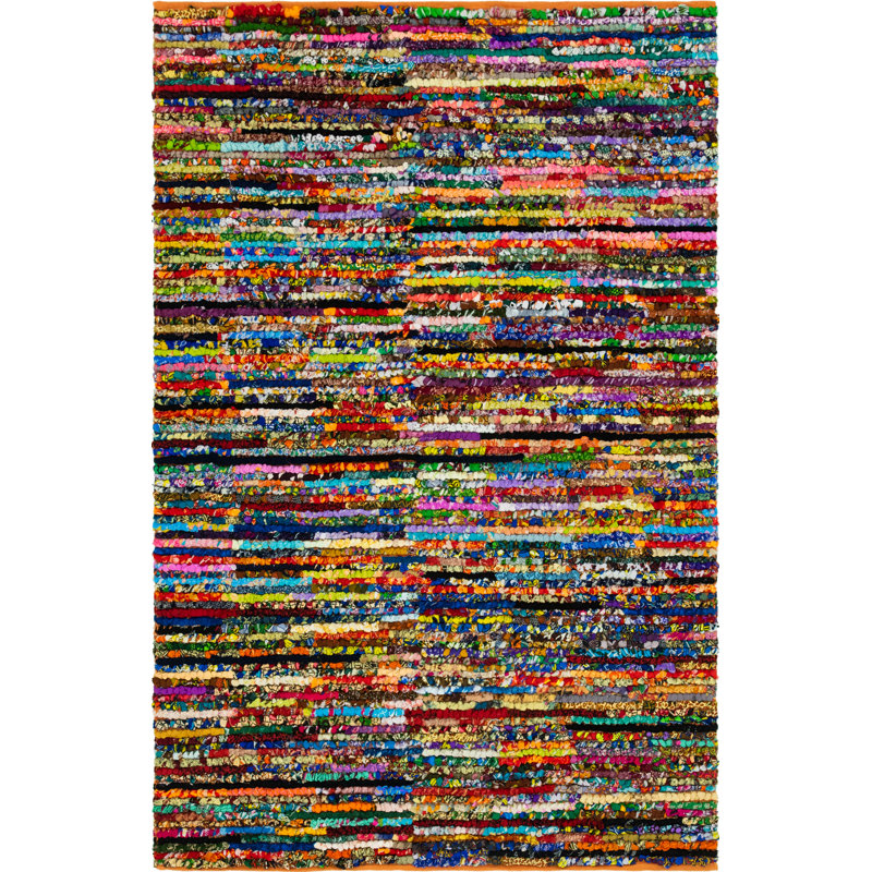 Lilan Cotton Abstract Indoor Rug, Rectangle 6'1" x 9'